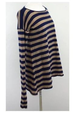 Catherine Malandrino - Navy & Tan Striped Sweater Sz S