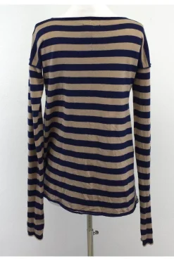 Catherine Malandrino - Navy & Tan Striped Sweater Sz S
