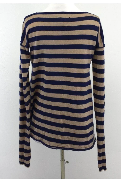 Catherine Malandrino - Navy & Tan Striped Sweater Sz S