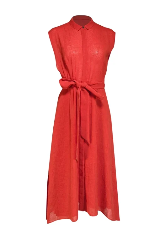 Cefinn - Red Sleeveless Button Front Sleeveless Dress Sz 4