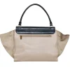 Celine - Beige & Black Large Trapeze Tote Bag