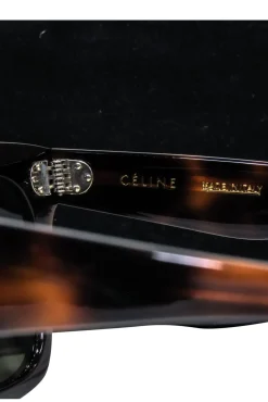 Celine - Brown Tortoise Large Square Sunglasses w/ Three Dot Print