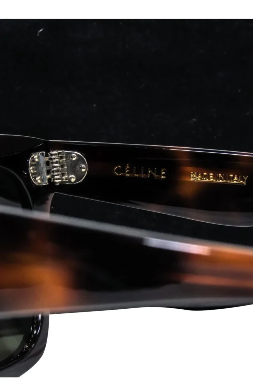Celine - Brown Tortoise Large Square Sunglasses w/ Three Dot Print