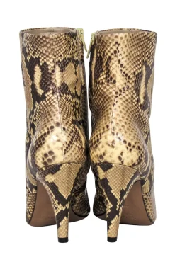 Celine - Tan Snake Skin Ankle Heel Booties Sz 6