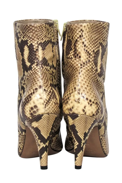 Celine - Tan Snake Skin Ankle Heel Booties Sz 6