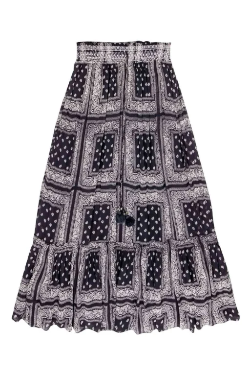 Chan Luu - Dark Grey & Ivory Paisley Maxi Skirt Sz M