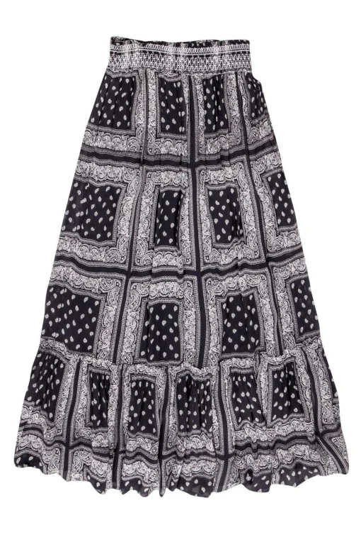 Chan Luu - Dark Grey & Ivory Paisley Maxi Skirt Sz M