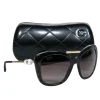 Chanel - Black Oversized Square Sunglasses w/ Faux Pearls
