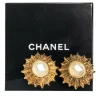 Chanel - Gold & Pearl Sun Design Clip-On Earrings