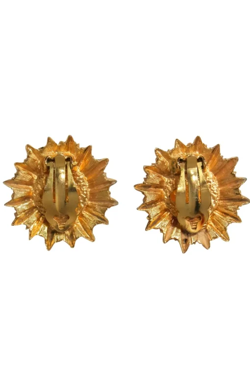 Chanel - Gold & Pearl Sun Design Clip-On Earrings