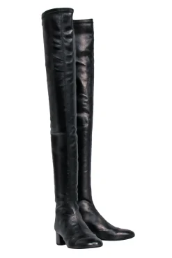 Chanel - Gunmetal Shiny Over-the-Knee "Fantasy Stretch Leather" Boots Sz 7