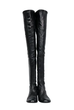 Chanel - Gunmetal Shiny Over-the-Knee "Fantasy Stretch Leather" Boots Sz 7