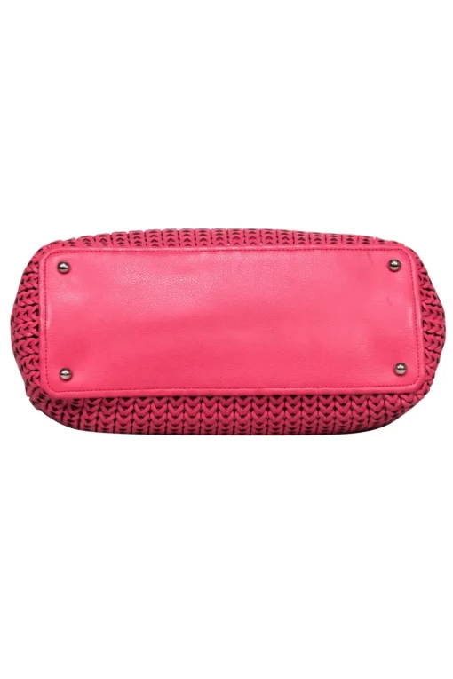 Chanel - Pink Leather Woven Shoulder Bag