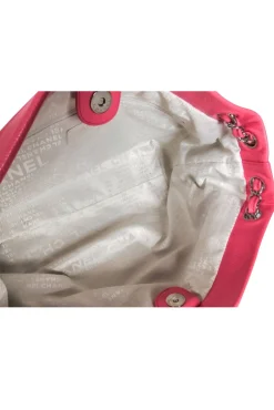 Chanel - Pink Leather Woven Shoulder Bag
