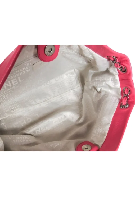 Chanel - Pink Leather Woven Shoulder Bag