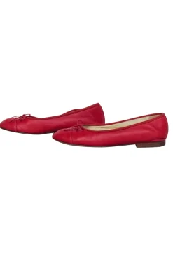 Chanel - Red Leather Logo Toe Flats Sz 6.5