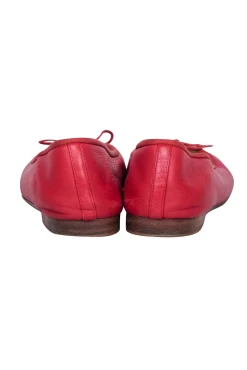 Chanel - Red Leather Logo Toe Flats Sz 6.5