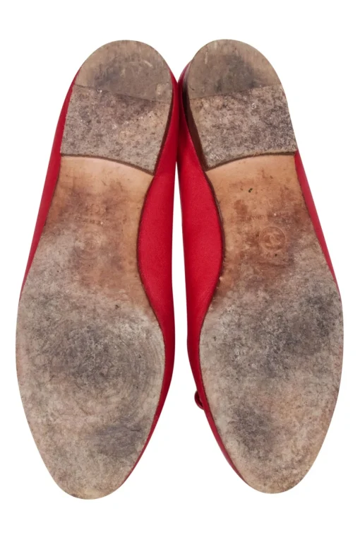 Chanel - Red Leather Logo Toe Flats Sz 6.5