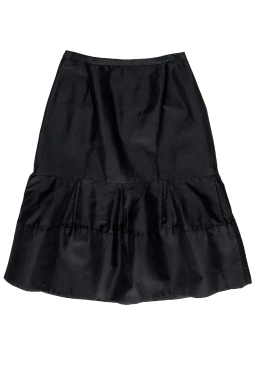 Charles Chang-Lima - Black Silk & Wool Skirt w/ Inverted Pleats Sz 8