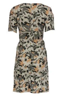 Charles Nolan - Olive, Brown & Tan Camouflage Print Sheath Dress Sz 2