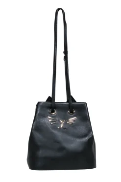Charlotte Olympia - Black Leather "Feline" Bucket Bag