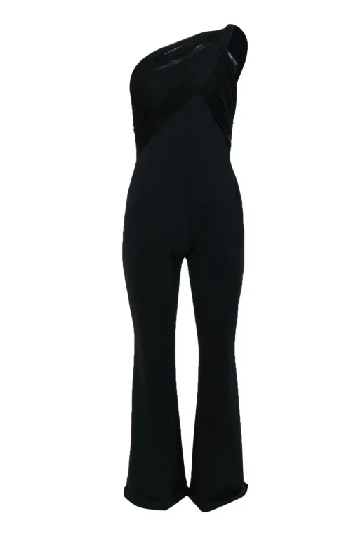 Chiara Boni - Black One Shoulder Jumpsuit w/ Knotted Mesh Sz 8