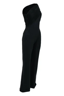 Chiara Boni - Black One Shoulder Jumpsuit w/ Knotted Mesh Sz 8