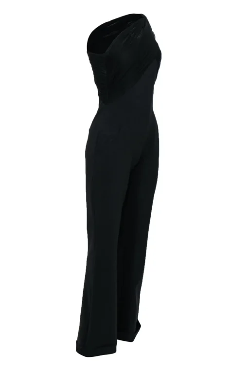 Chiara Boni - Black One Shoulder Jumpsuit w/ Knotted Mesh Sz 8