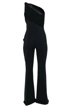 Chiara Boni - Black One Shoulder Jumpsuit w/ Knotted Mesh Sz 8