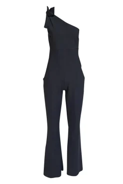 Chiara Boni - Black Sleeveless Bow One Shoulder Jumpsuit Sz 10