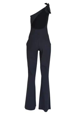 Chiara Boni - Black Sleeveless Bow One Shoulder Jumpsuit Sz 10