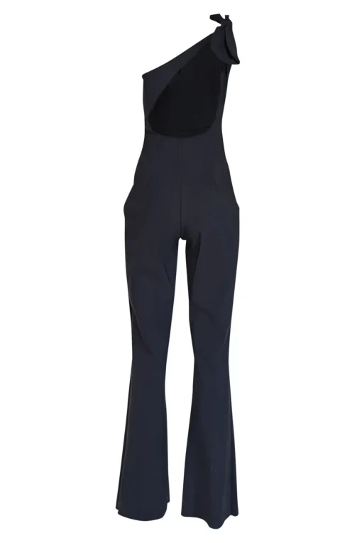 Chiara Boni - Black Sleeveless Bow One Shoulder Jumpsuit Sz 10