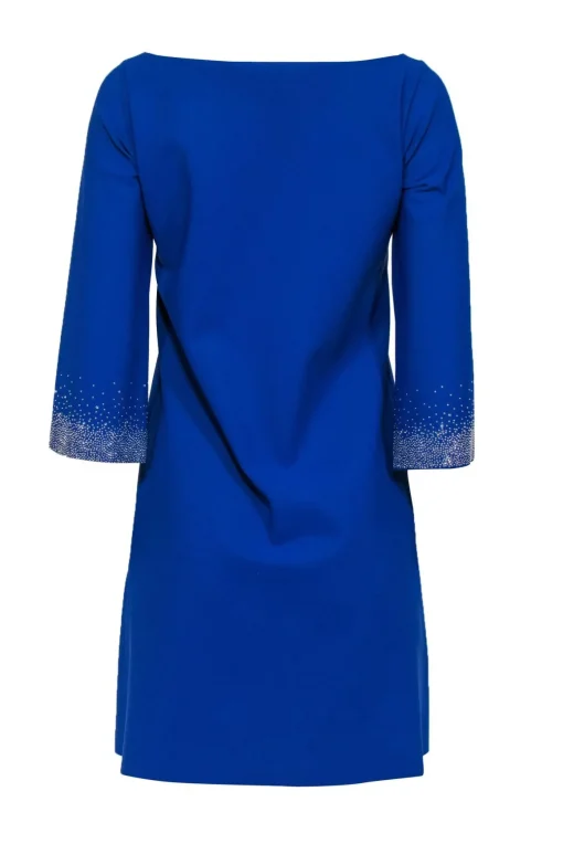Chiara Boni - Royal Blue Cropped Sleeve Shift Dress w/ Rhinestones Sz 12