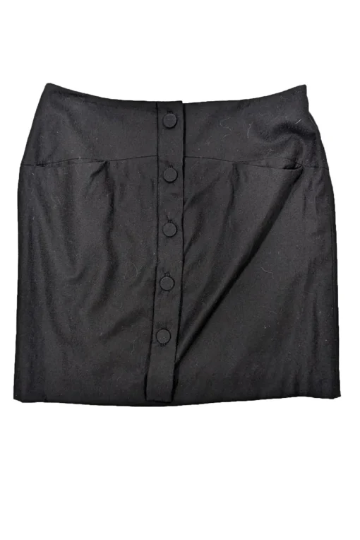 Chloe - Black Button Front Wool Blend Skirt Sz 8