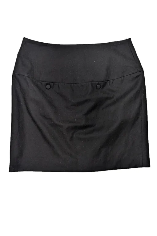 Chloe - Black Button Front Wool Blend Skirt Sz 8