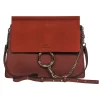 Chloe - Brown Leather & Suede Fold-Over "Faye" Shoulder Bag w/ Ring Hardware