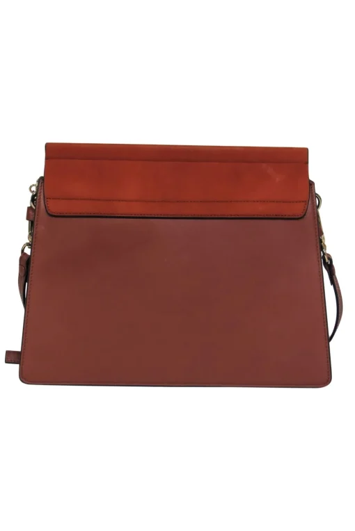 Chloe - Brown Leather & Suede Fold-Over "Faye" Shoulder Bag w/ Ring Hardware