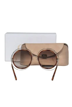 Chloe - Brown Tortoise Large Round Sunglasses