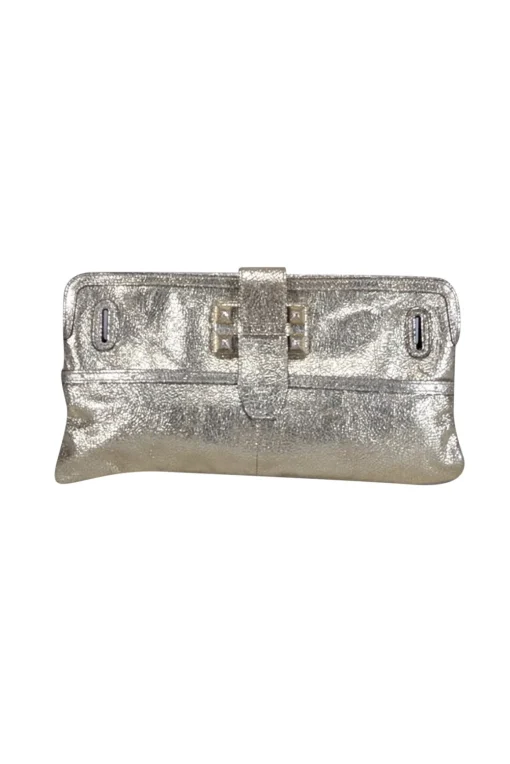 Chloe - Gold Metallic Leather Long Clutch
