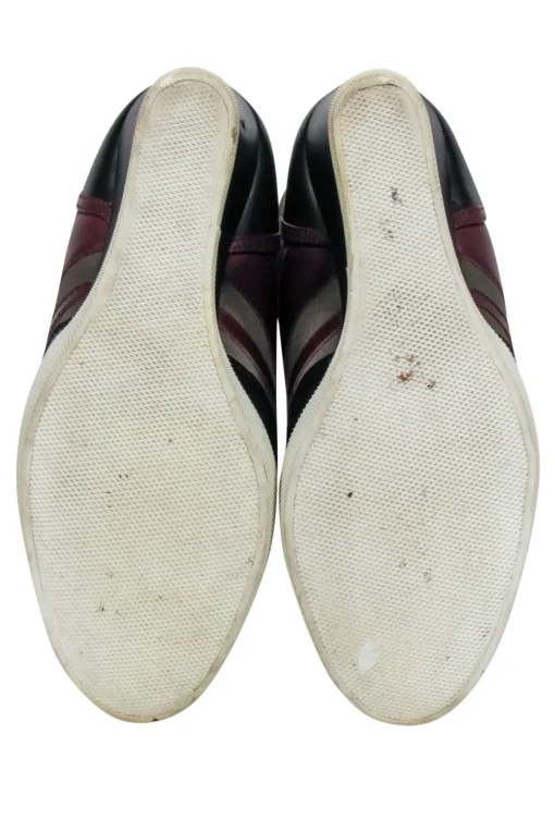 Chloe - Green, Maroon & Black Leather & Quilted Suede Wedge Sneaker Size 8.5