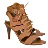 Chloe - Tan Leather & Woven Strappy Open Toe Pumps Sz 12