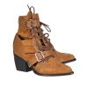 Chloe - Tan Suede & Leather Cut Out Short Boots Sz 6.5