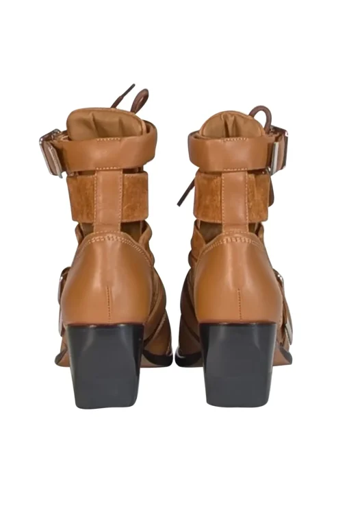 Chloe - Tan Suede & Leather Cut Out Short Boots Sz 6.5