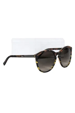 Christian Dior - Brown Tortoise Round Frame Sunglasses