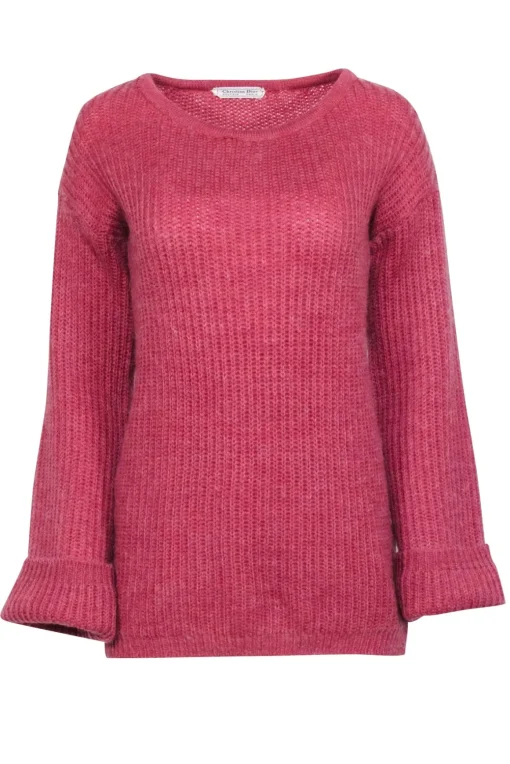 Christian Dior - Dark Pink Knit Crewneck Sweater Sz 10
