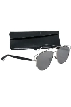 Christian Dior - Silver Frame Aviator w/ Mirrored Black Lenses
