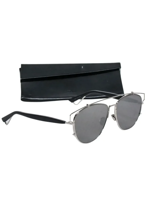 Christian Dior - Silver Frame Aviator w/ Mirrored Black Lenses