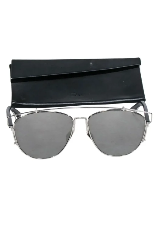Christian Dior - Silver Frame Aviator w/ Mirrored Black Lenses