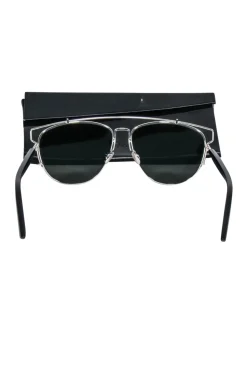 Christian Dior - Silver Frame Aviator w/ Mirrored Black Lenses