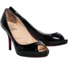 Christian Louboutin - Black Patent Leather Peep Toe Heels Sz 7